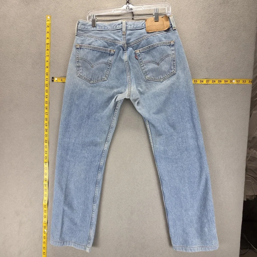 Vintage Levis 501 Jeans Mens Blue Straight Button Fly USA Altered Hem Fits 32x30